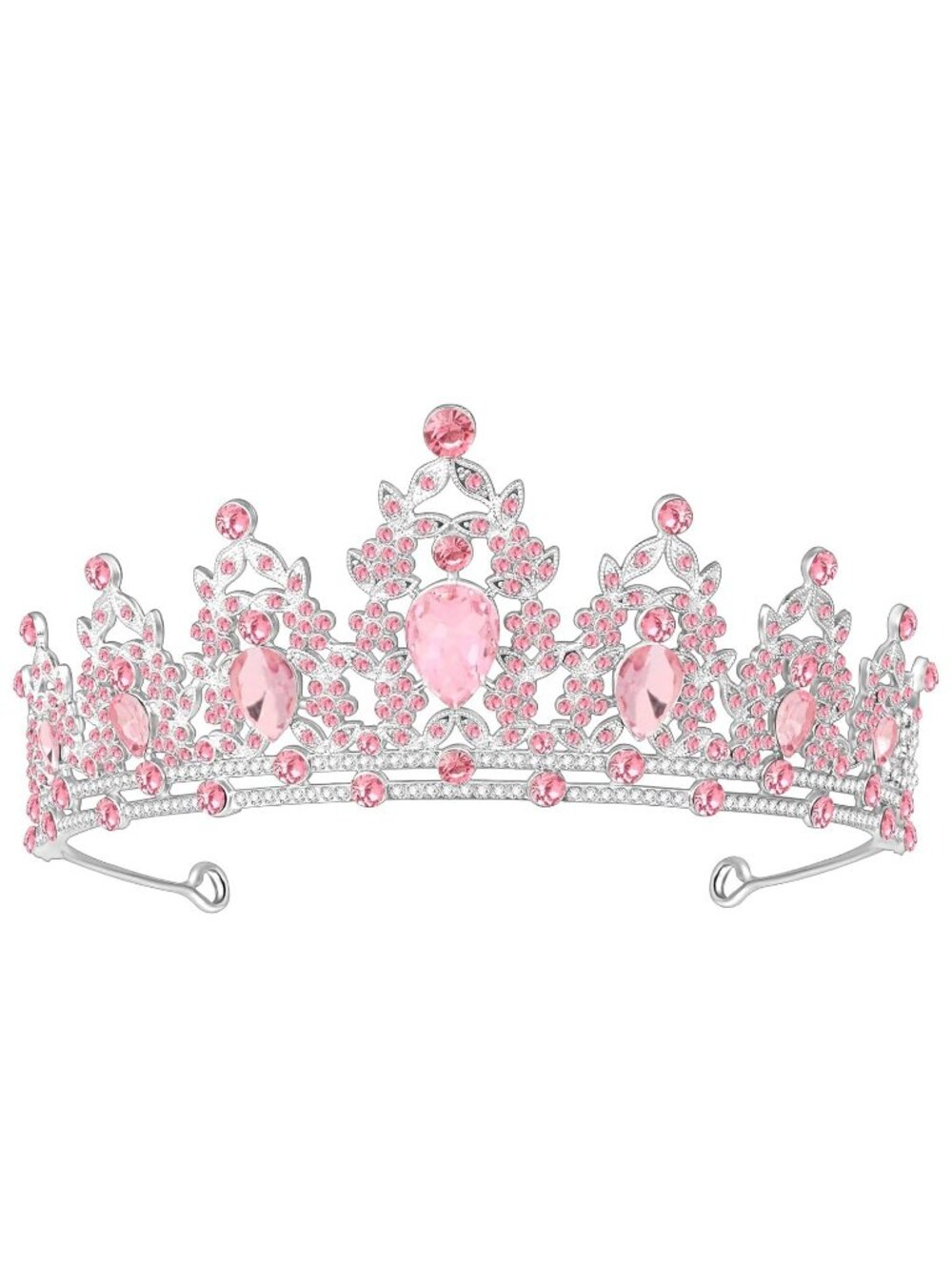 C#-Pink Queen Tiara Crown For Women Bridal Prom Birthday Party Headpiece